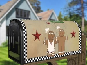 Cute Primitive Country Gingerbread Man Couple #3 - Fresh Baked Gingerbread Decorative Curbside Farm Mailbox Cover