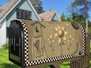 Primitive Country Cute Black Bird - Welcome Decorative Curbside Farm Mailbox Cover