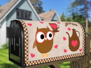 Coffee Lover Owl #9 Decorative Curbside Farm Mailbox Cover