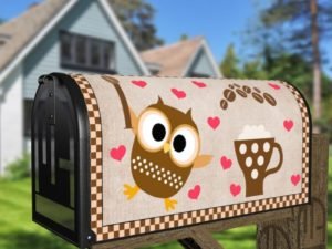 Coffee Lover Owl #5 - I Heart Coffee Decorative Curbside Farm Mailbox Cover