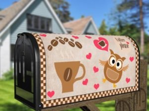 Coffee Lover Owl #3 - Coffee Please Decorative Curbside Farm Mailbox Cover