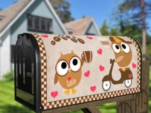 Coffee Lover Owl #2 Decorative Curbside Farm Mailbox Cover