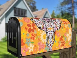 Sugar Skull Elephant Decorative Curbside Farm Mailbox Cover