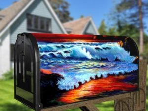 Fire Sea Sunset Decorative Curbside Farm Mailbox Cover