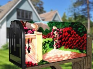 Red Rose Gate Decorative Curbside Farm Mailbox Cover