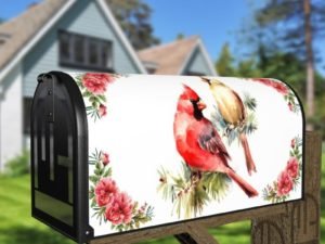 Pretty Cardinal Couple Decorative Curbside Farm Mailbox Cover