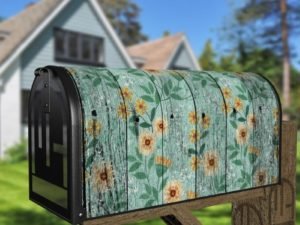 Green Wood Flower Design Decorative Curbside Farm Mailbox Cover
