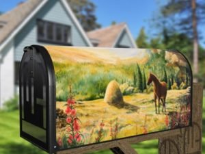 Horse in the Meadow Decorative Curbside Farm Mailbox Cover