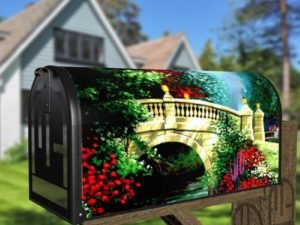 Bridge in the Forest Decorative Curbside Farm Mailbox Cover