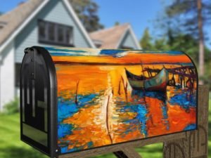 Fishing Boat on the Lake Decorative Curbside Farm Mailbox Cover