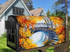 Autumn Bridge Decorative Curbside Farm Mailbox Cover
