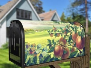 Mountain Side Orchard Over Looking the Village Decorative Curbside Farm Mailbox Cover