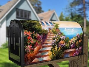 Italian Villa Near the Sea Decorative Curbside Farm Mailbox Cover