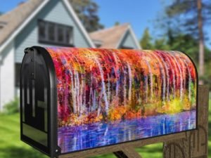 Colorful Autumn Trees at the Lake Decorative Curbside Farm Mailbox Cover