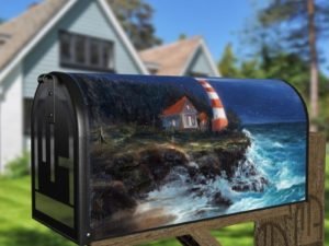 Lighthouse in a Stormy Night Decorative Curbside Farm Mailbox Cover