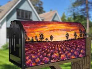 Beautiful Lavender Field after Sunset Decorative Curbside Farm Mailbox Cover