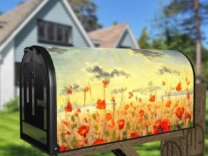 Beautiful Poppy Field Decorative Curbside Farm Mailbox Cover