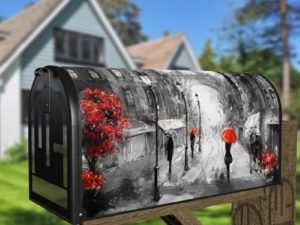 Rainy Day in Paris Decorative Curbside Farm Mailbox Cover