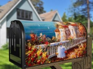 Terrace in Harbor View, Greece Decorative Curbside Farm Mailbox Cover