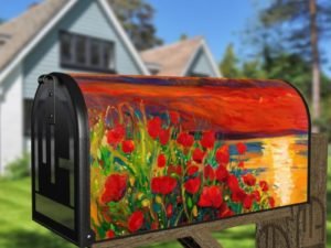 Oceanside Poppies Decorative Curbside Farm Mailbox Cover