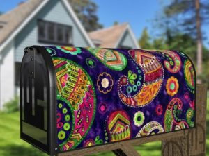 Beautiful Folk Ethnic Native Boho Paisley Design #3 Decorative Curbside Farm Mailbox Cover