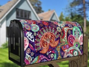 Beautiful Folk Ethnic Native Boho Paisley Design #4 Decorative Curbside Farm Mailbox Cover