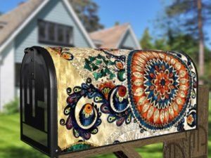 Beautiful Ethnic Native Boho Colorful Mandala Design Decorative Curbside Farm Mailbox Cover