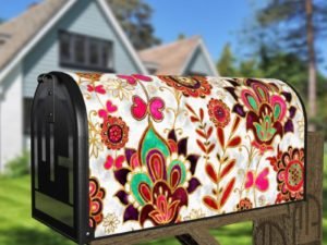 Beautiful Ethnic Native Boho Flower Design #2 Decorative Curbside Farm Mailbox Cover