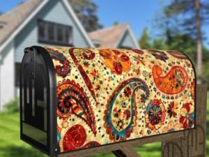 Beautiful Folk Ethnic Native Boho Paisley Design #7 Decorative Curbside Farm Mailbox Cover