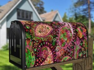 Beautiful Folk Ethnic Native Boho Paisley Design #8 Decorative Curbside Farm Mailbox Cover