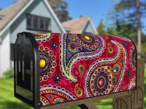 Beautiful Folk Ethnic Native Boho Paisley Design #15 Decorative Curbside Farm Mailbox Cover
