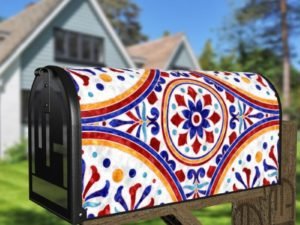 Beautiful Ethnic Native Boho Tile Design #3 Decorative Curbside Farm Mailbox Cover