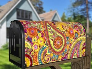 Beautiful Folk Ethnic Native Boho Paisley Design #16 Decorative Curbside Farm Mailbox Cover