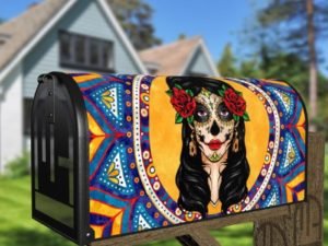 Beautiful Ethnic Sugar Skull Lady Boho Folk Design Decorative Curbside Farm Mailbox Cover