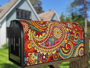 Beautiful Folk Ethnic Native Boho Paisley Design #20 Decorative Curbside Farm Mailbox Cover