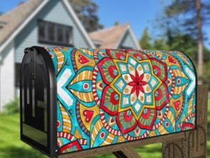 Beautiful Colorful Mandala Ethnic Bohemian Design Decorative Curbside Farm Mailbox Cover