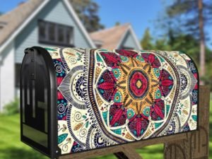 Beautiful Ethnic Native Boho Colorful Mandala Design #8 Decorative Curbside Farm Mailbox Cover