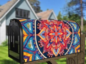 Beautiful Ethnic Native Boho Colorful Mandala Design #10 Decorative Curbside Farm Mailbox Cover