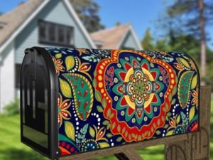 Beautiful Ethnic Native Boho Colorful Mandala Design #12 Decorative Curbside Farm Mailbox Cover