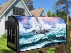 Lighthouse During a Storm Decorative Curbside Farm Mailbox Cover
