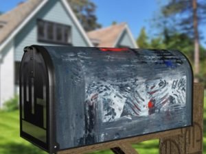 Grey and Red Abstract Design Decorative Curbside Farm Mailbox Cover