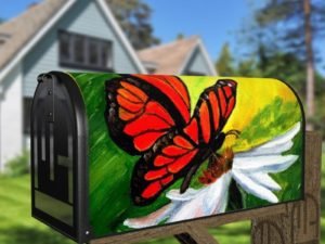 Butterfly and Daisy Decorative Curbside Farm Mailbox Cover