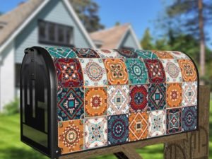 Bohemian Talavera Indian Pattern #1 Decorative Curbside Farm Mailbox Cover
