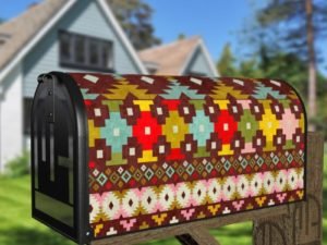 Bohemian Ethnic Aztec Design Decorative Curbside Farm Mailbox Cover