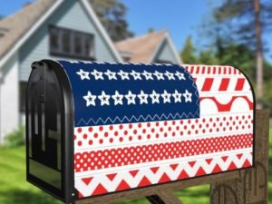 USA America Flag Patchwork Design Decorative Curbside Farm Mailbox Cover