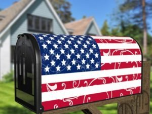 USA America Flag Flower Design Decorative Curbside Farm Mailbox Cover