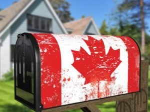 Grungy Canadian Maple Leaf Flag Decorative Curbside Farm Mailbox Cover