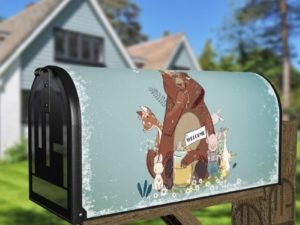 Brown Bear and Friends Decorative Curbside Farm Mailbox Cover