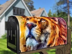 Angry Lion Face Decorative Curbside Farm Mailbox Cover