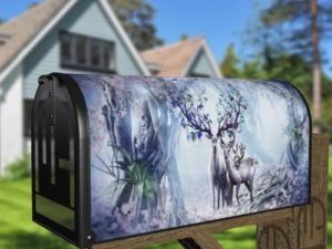 Flower Deer Family Decorative Curbside Farm Mailbox Cover